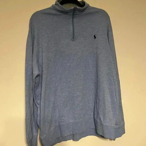NWT Polo Ralph Lauren Jersey Luxury 1/4 Zip Pullover Light Blue XL Sweater - Picture 1 of 7